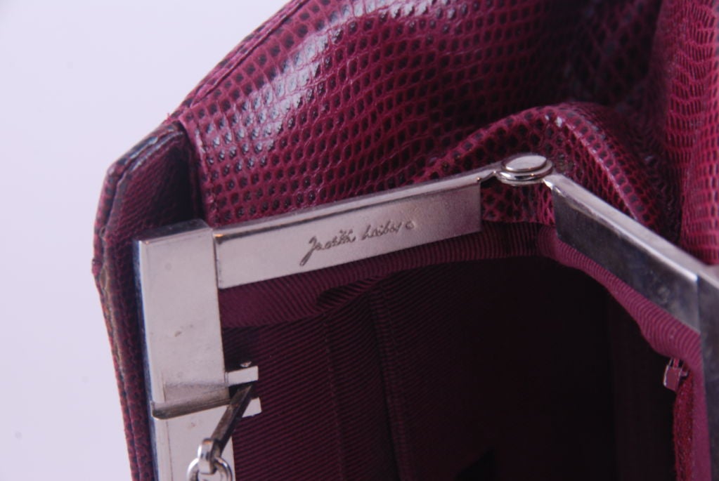 Judith Leiber Burgundy Karung Clutch For Sale 2