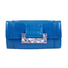 Leiber Blue Alligator and Rhinestone Clutch