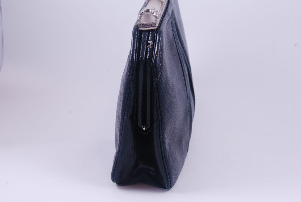 Elegant Leiber Black Karung Evening Bag For Sale 1