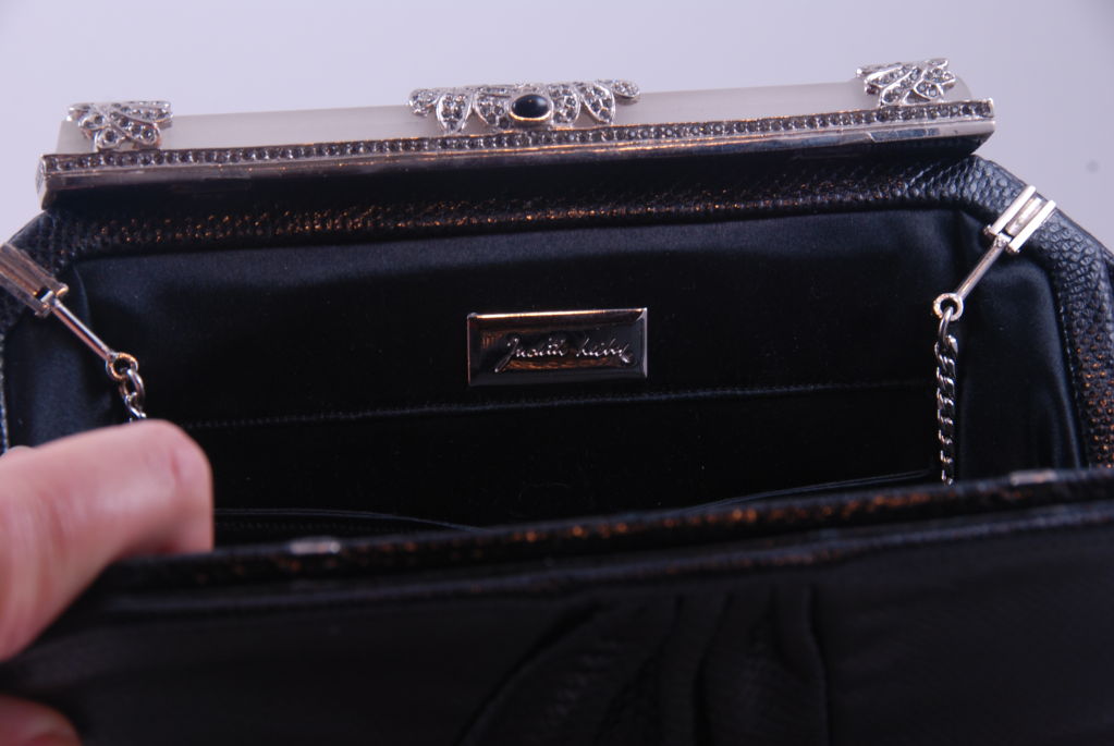 Elegant Leiber Black Karung Evening Bag For Sale 4