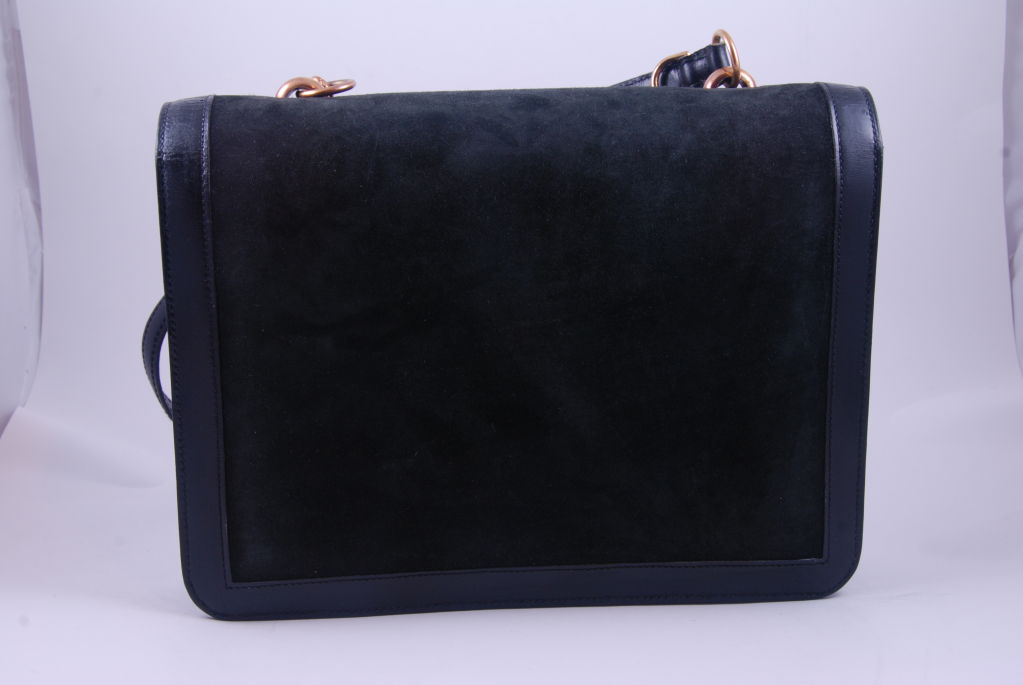 Women's Vintage Black Suede & Leather Hermes Shoulder Bag