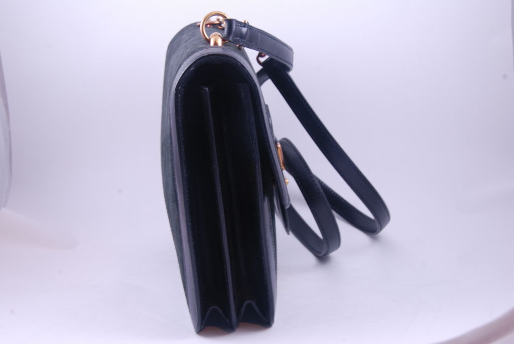 Vintage Black Suede & Leather Hermes Shoulder Bag 1