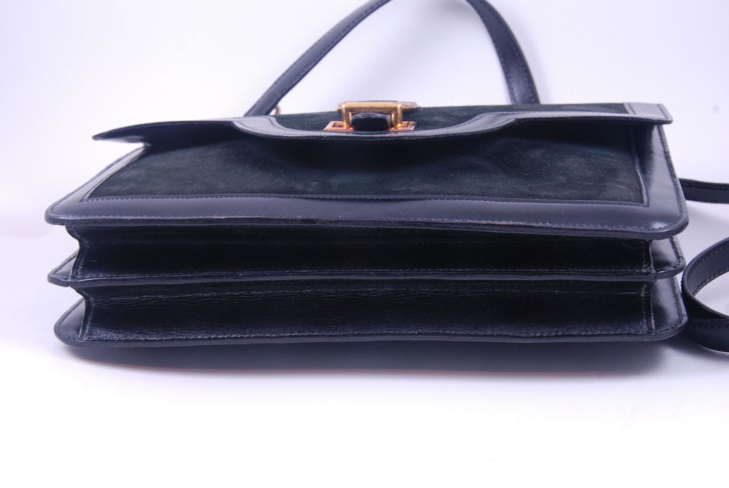 Vintage Black Suede & Leather Hermes Shoulder Bag 2