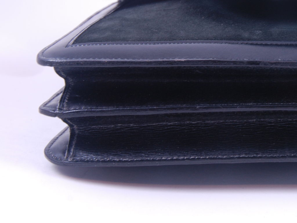 Vintage Black Suede & Leather Hermes Shoulder Bag 3