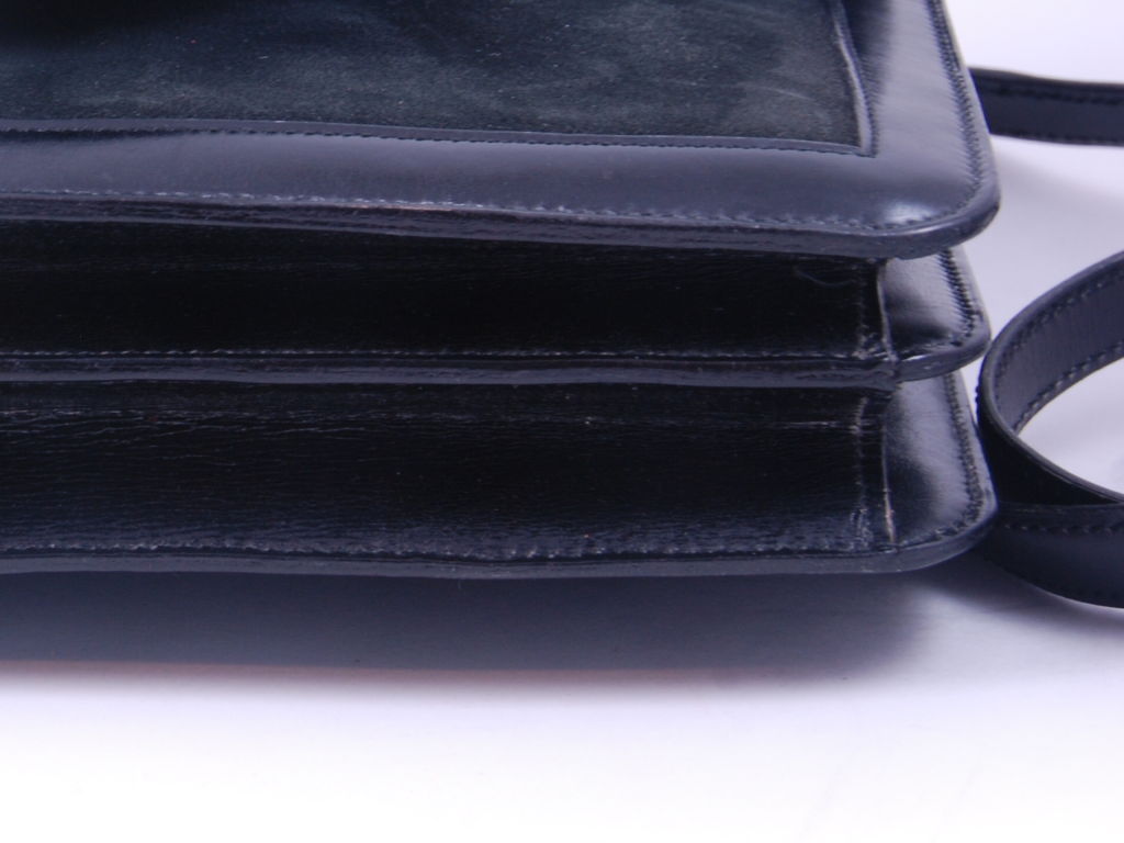 Vintage Black Suede & Leather Hermes Shoulder Bag 4