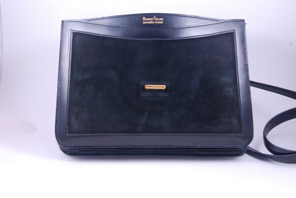 Vintage Black Suede & Leather Hermes Shoulder Bag 5