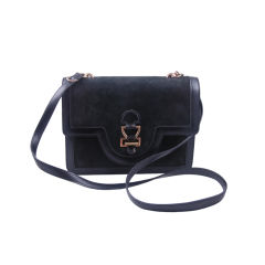 Vintage Black Suede & Leather Hermes Shoulder Bag