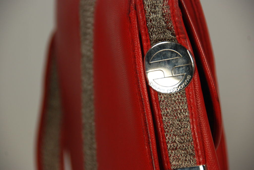 Red Leather Paco Rabanne Cross Body Bag For Sale 2
