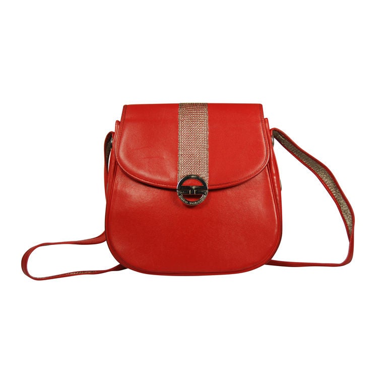 Red Leather Paco Rabanne Cross Body Bag For Sale