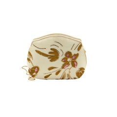 Leiber Ivory and Gold Painted and Rhinestone Evening Bag