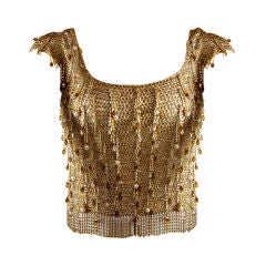 1970's Loris Azzaro Gold Beaded and Chain Sweater