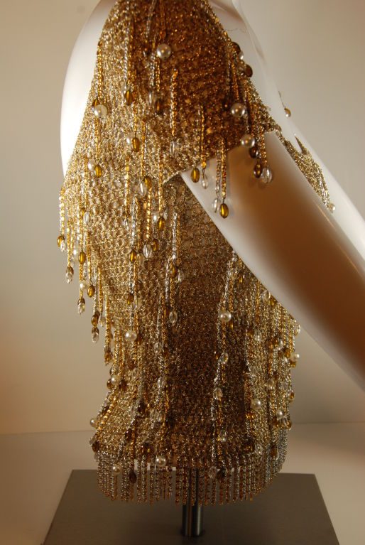 1970's Loris Azzaro Gold Beaded and Chain Sweater For Sale 1