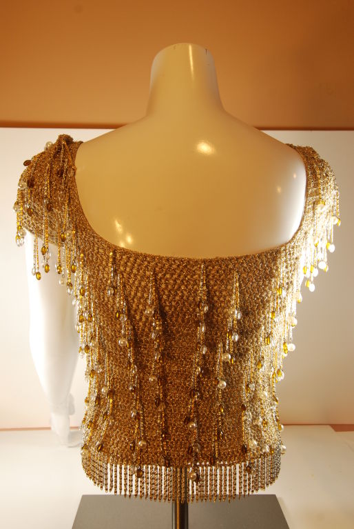 1970's Loris Azzaro Gold Beaded and Chain Sweater For Sale 2