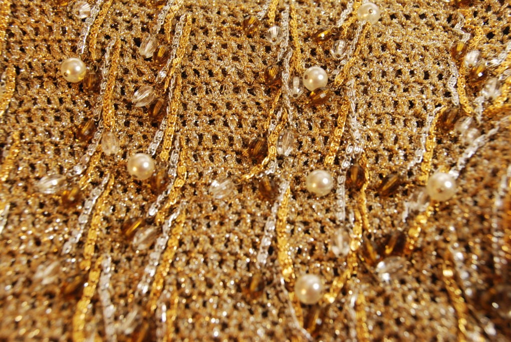 1970's Loris Azzaro Gold Beaded and Chain Sweater For Sale 5