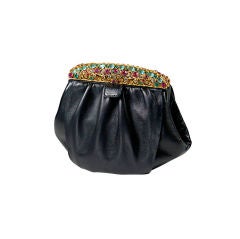 Josef Jeweled Frame Black Evening Bag