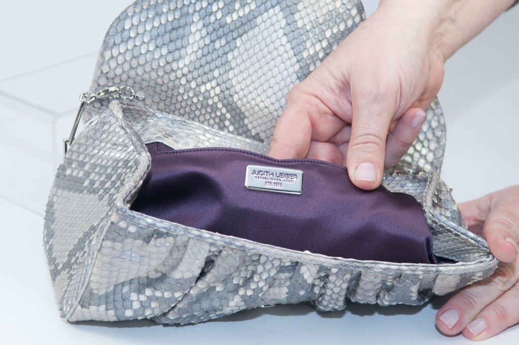Women's Leiber  Python Silver/Gray Rhinestone Evening Bag For Sale