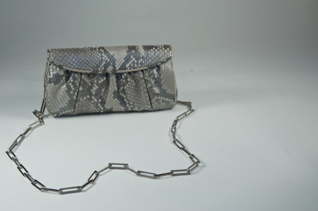 Leiber  Python Silver/Gray Rhinestone Evening Bag For Sale 1