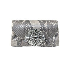Leiber  Python Silver/Gray Rhinestone Evening Bag