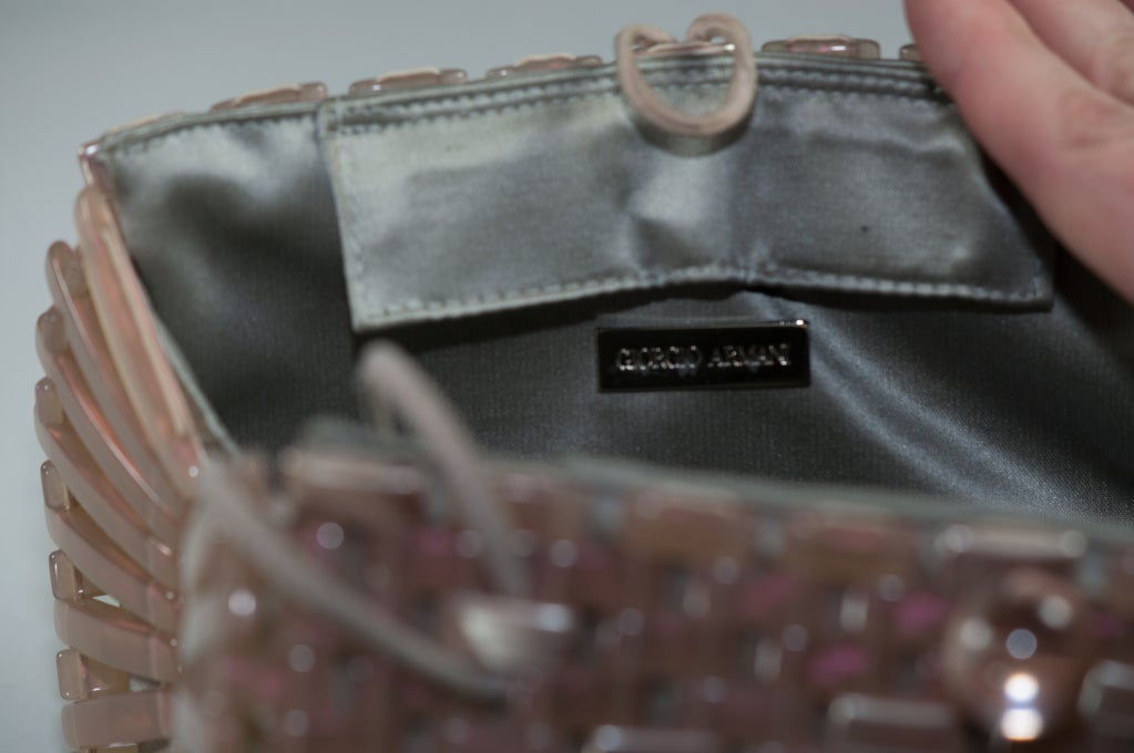Women's Armani Pink/Gray Basket Weave Purse For Sale