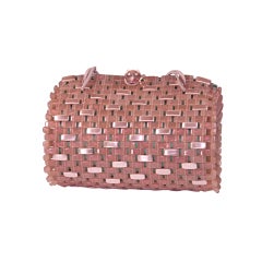 Armani Pink/Gray Basket Weave Purse