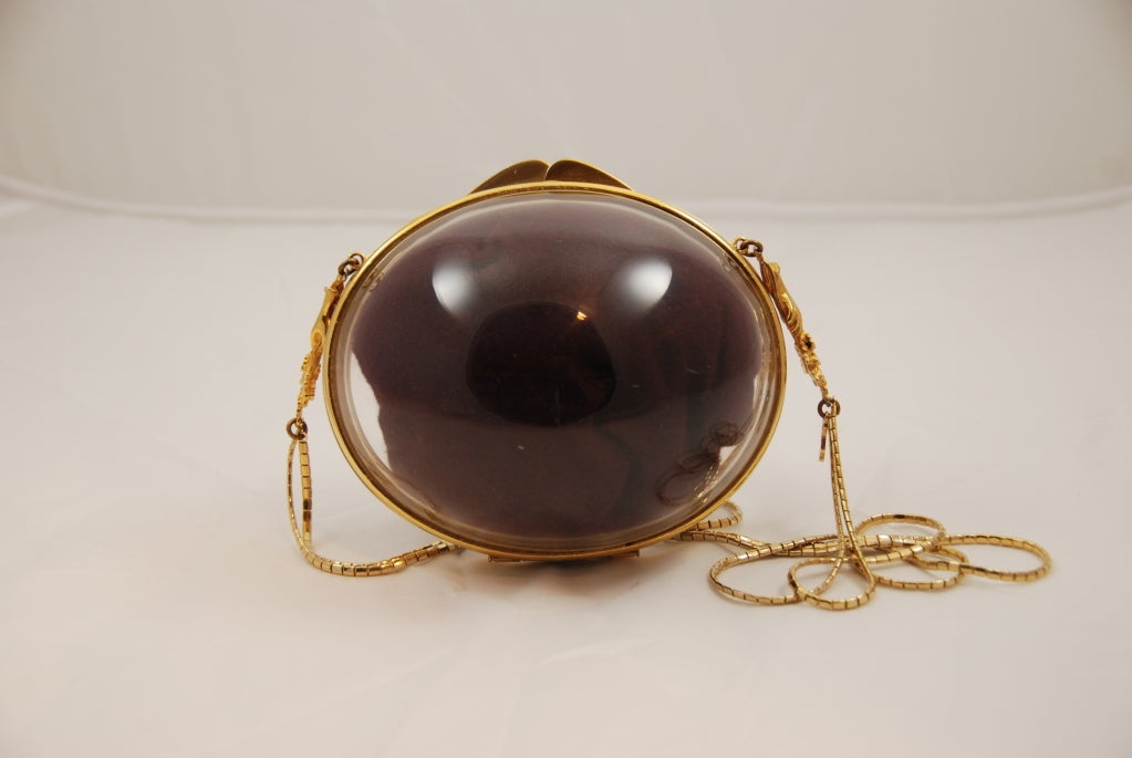 Women's Judith Leiber 1970's Clear Lucite Egg Minaudiere