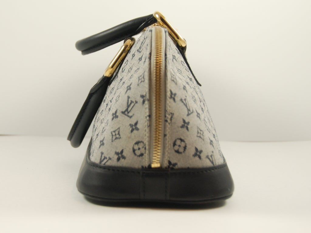 Gray Louis Vuitton Navy Blue Alma Bag For Sale