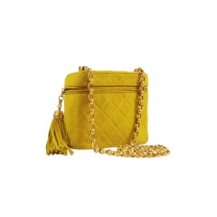 Vintage Chanel Yellow Suede Quilted Bag