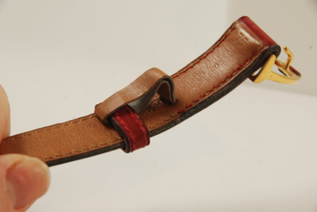 Vintage Hermes Red Leather Horese Bit Belt For Sale 1