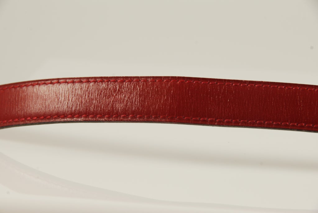 Vintage Hermes Red Leather Horese Bit Belt For Sale 3
