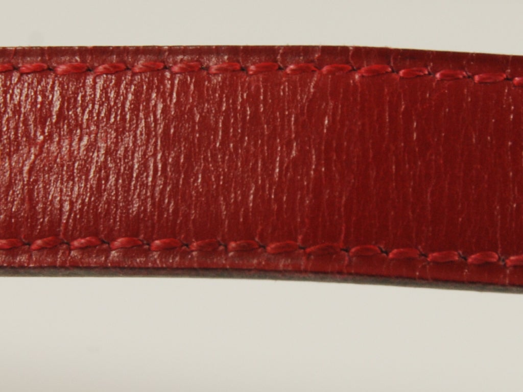 Vintage Hermes Red Leather Horese Bit Belt For Sale 4