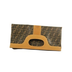 Vintage Fendi Zucca and Leather Clutch