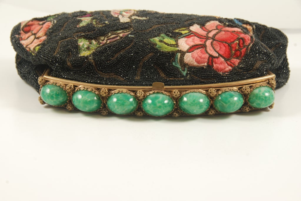 1930's  French Beaded Evening Bag with Ornate Frame 1