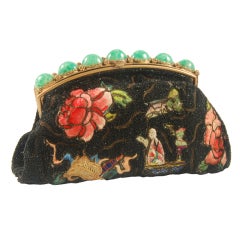 1930's  French Beaded Evening Bag with Ornate Frame