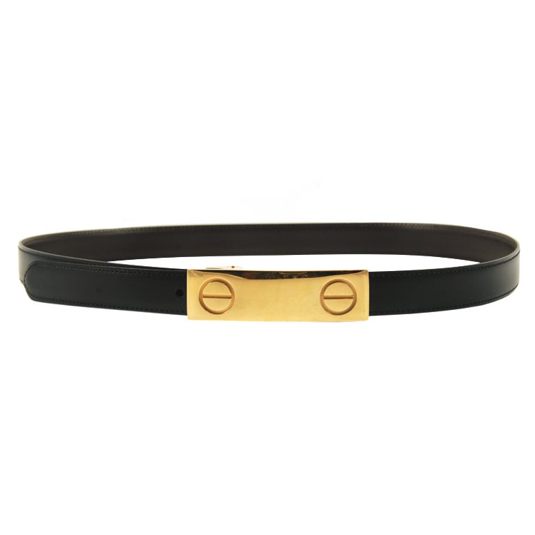 Cartier Leather Belt with Love Design Buckle at 1stdibs