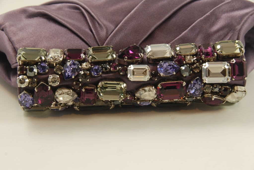 Prada Lavender Silk Evening Bag with Jeweled Frame In Excellent Condition For Sale In New York, NY