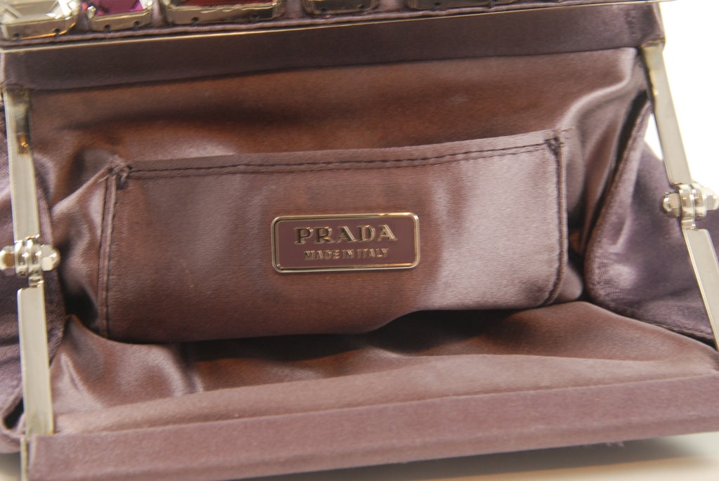 Women's Prada Lavender Silk Evening Bag with Jeweled Frame For Sale