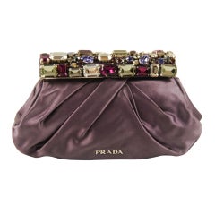 Prada Lavender Silk Evening Bag with Jeweled Frame