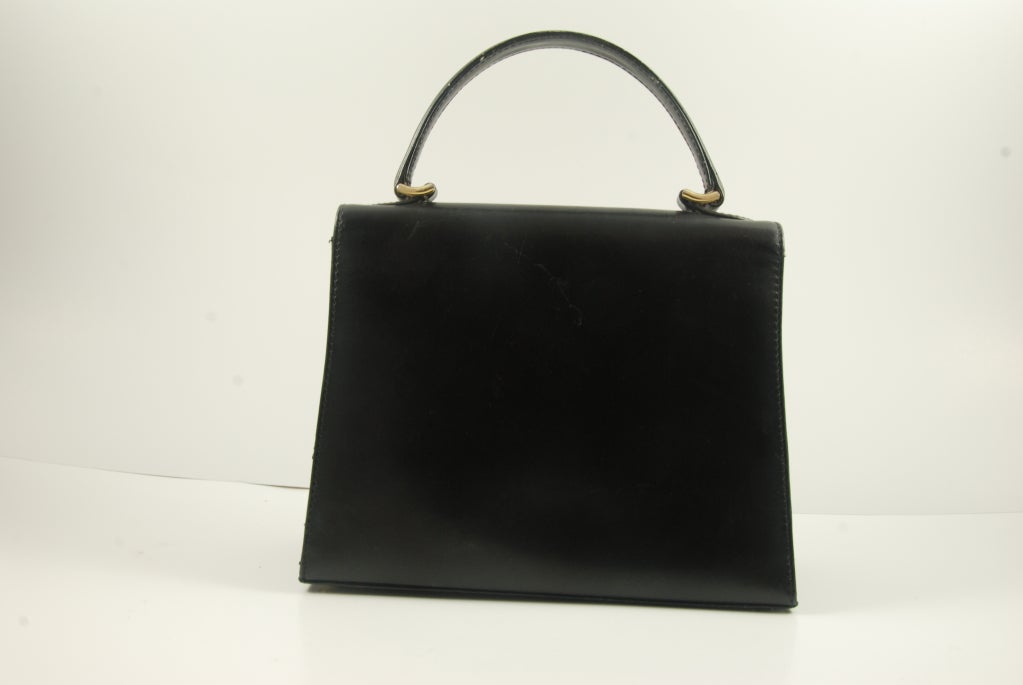 Vintage Mark Cross Black Leather Hand Bag 2