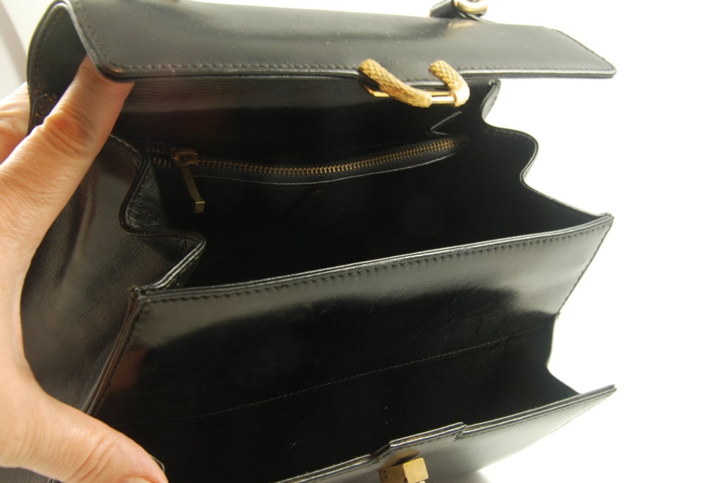 Vintage Mark Cross Black Leather Hand Bag 5