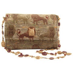 Vintage French Small Shoulder Bag with Jeweled Strap
