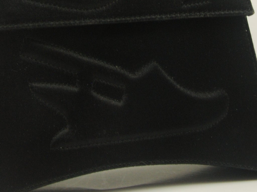 Women's Ferragamo Black Satin Evening Bag/Quilted Shoe Decoration