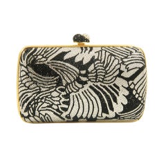 Vintage Judith Leiber 1980
s Black 
Clear Rhinestone Minaudiere