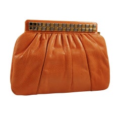 Vintage 1980's Judth Leiber Deco Style Apricot Karung Bag