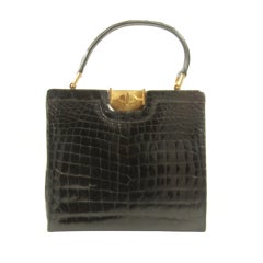 Vintage 1960's Modernist  Rosenfeld Black  Alligator Purse