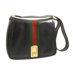 Vintage Gucci Black Shoulder Bag circa 1970
s