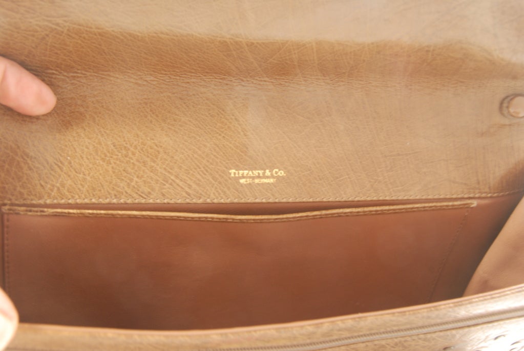 Tiffany Brown Ostrich Envelope  Clutch/ Shoulder Bag 3