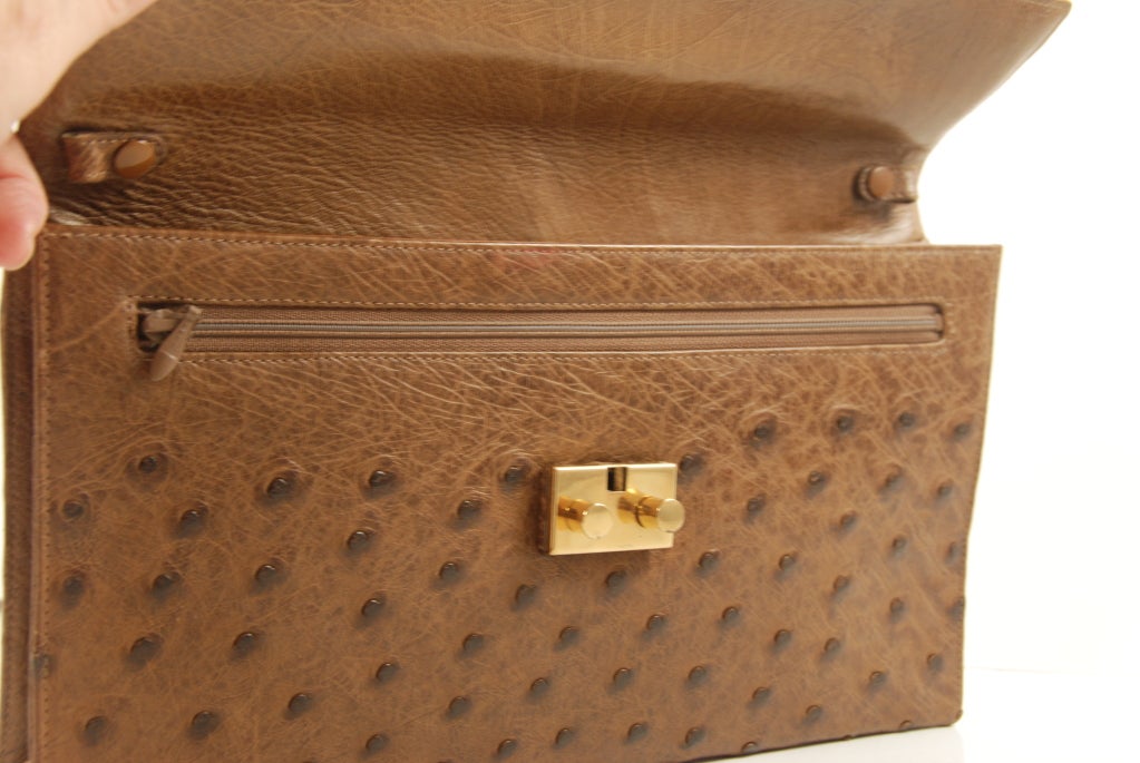 Tiffany Brown Ostrich Envelope  Clutch/ Shoulder Bag 4
