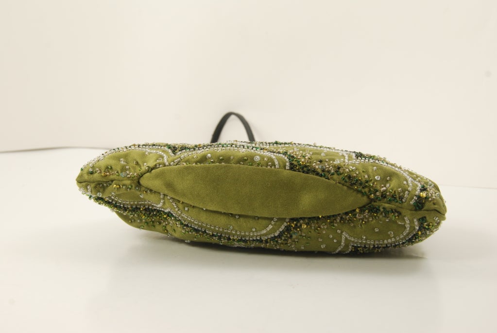 Valentino Garavani Green Beaded Satin Evening Bag For Sale 3