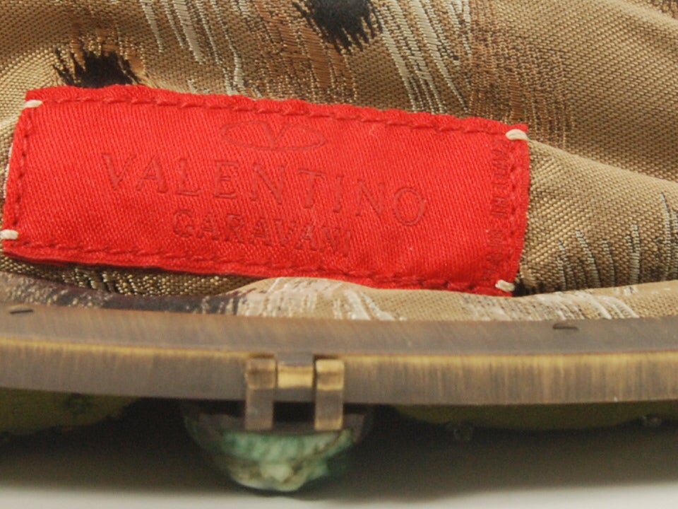 Valentino Garavani Green Beaded Satin Evening Bag For Sale 4