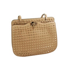 Valentino All Over Studded Tan Leather Hand Bag